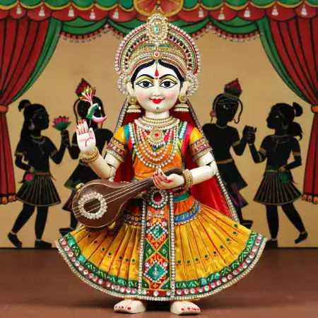 Handmade marionette puppet with individually carved wooden body parts hand-stitched miniature costume accessories created over twelve to eighteen days by skilled artisans