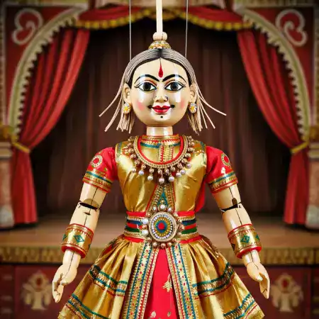 Traditional kathputli art marionette showcasing centuries-old Rajasthani puppet making techniques preserved by three generations of Bhattacharya family craftsmen in Udaipur
